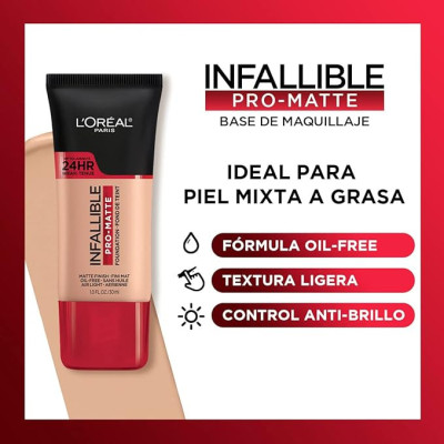 LOREAL - BASE DE MAQUILLAJE L'ORÉAL PARIS INFALLIBLE PROMATTE  - NATUR